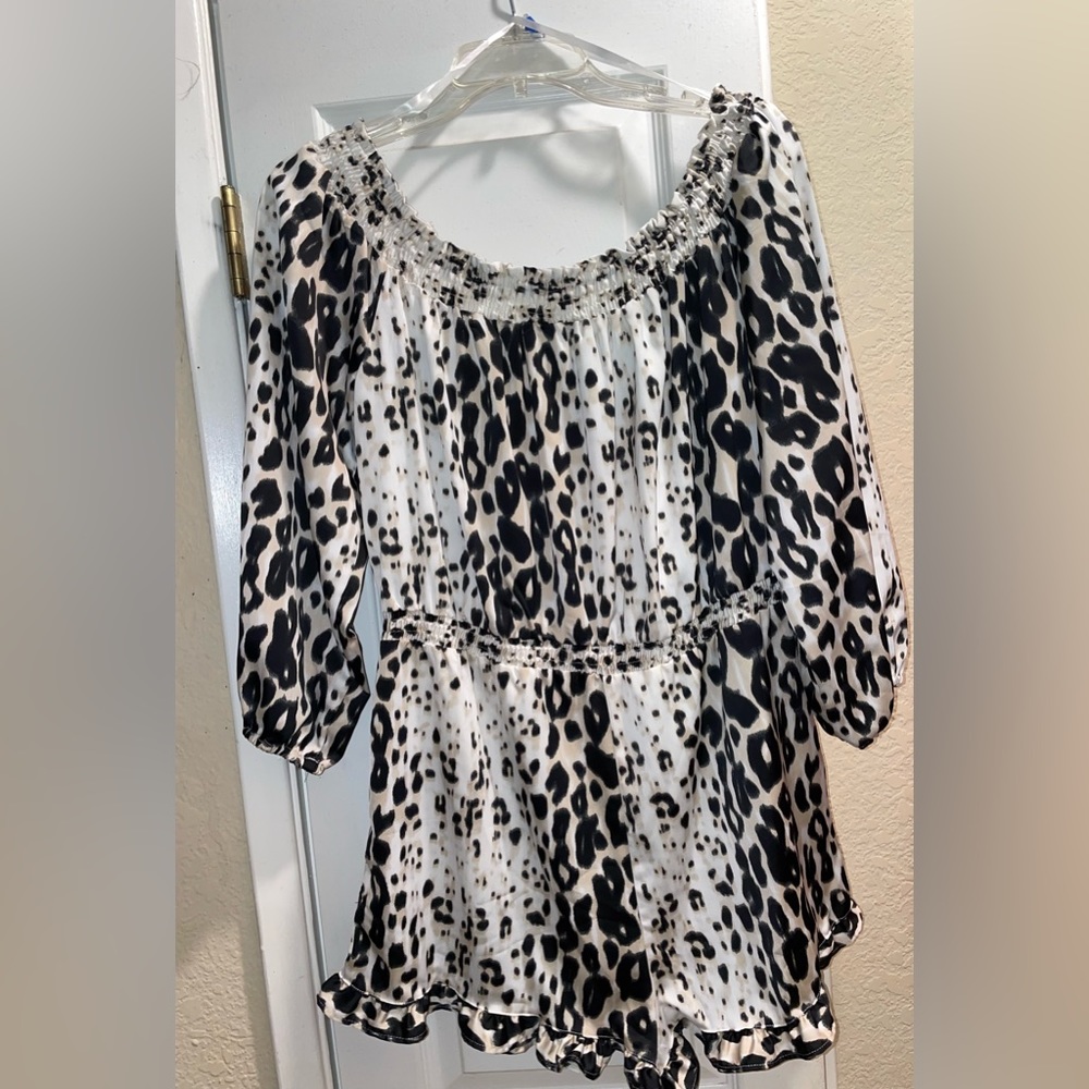 Leopard shorts romper